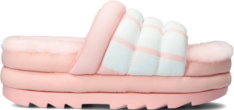 UGG W Maxi Slide Logo Pantoffels Sloffen Dames Roze