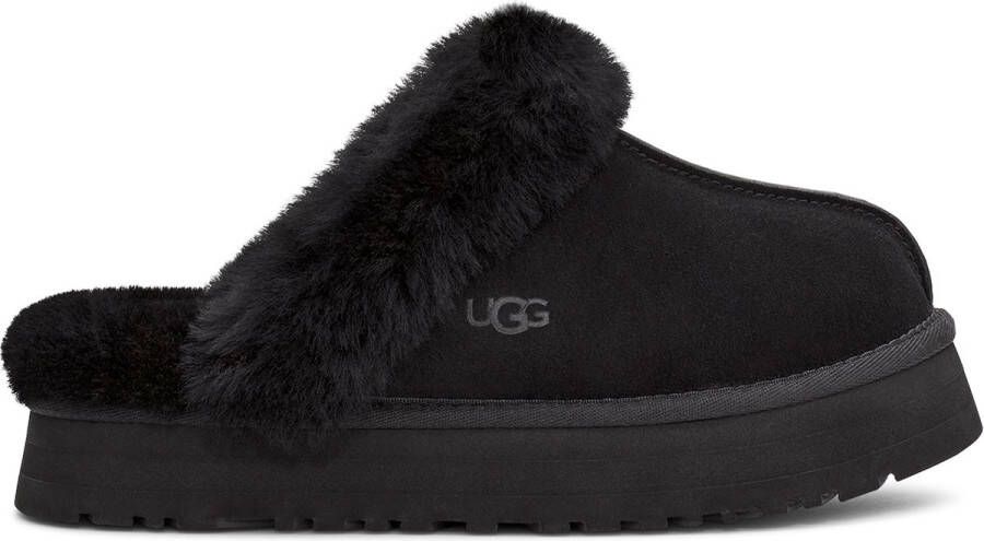Ugg Slippers & Mules Plush Lined Black Slip-On Sandals With Thick Sole in zwart