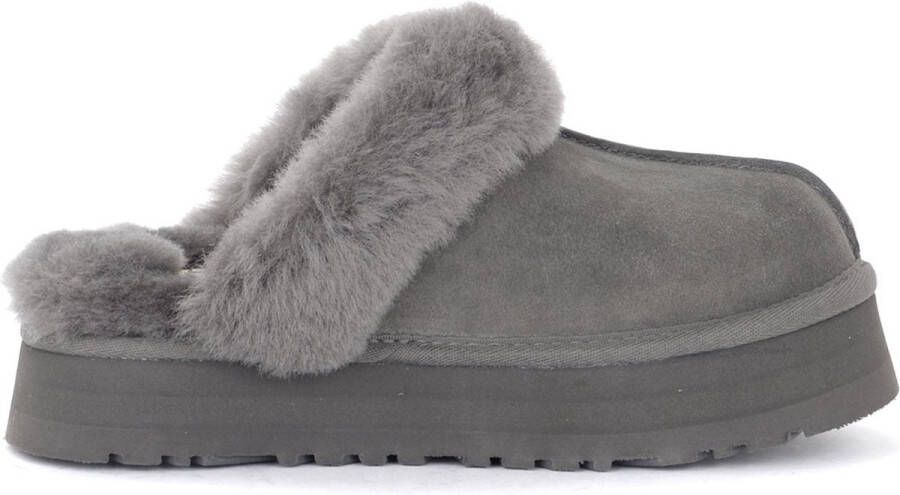 UGG Disquette Pantoffels Charcoal Sloffen Voor Dames Donkergrijs