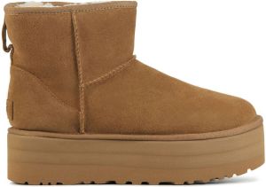 UGG Enkellaarsjes Dames Laarzen Schoenen Suède classic mini platfor Cognac