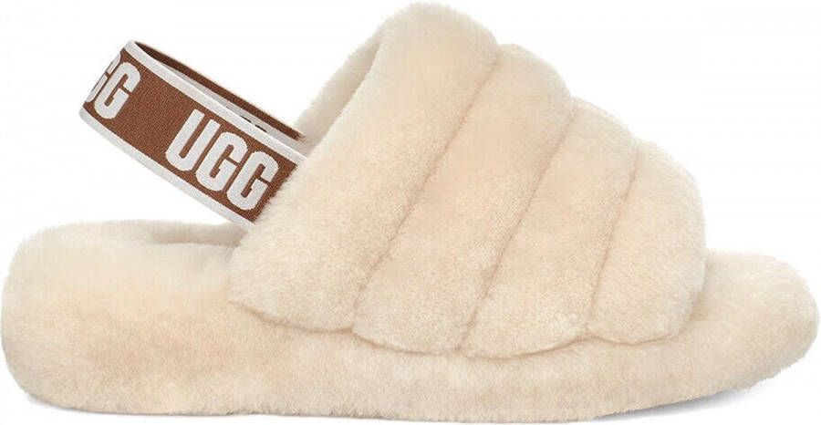 Ugg Fluff Yeah Logo sloffen beige 1095119 fluff yeah nat Beige Dames