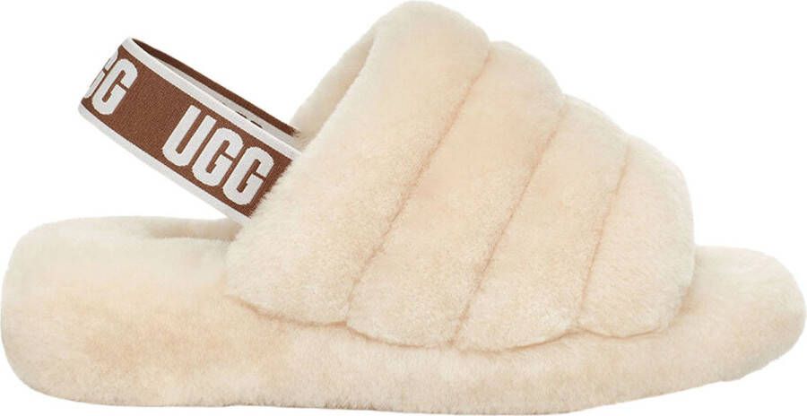 Ugg Fluff Yeah Logo sloffen beige 1095119 fluff yeah nat Beige Dames