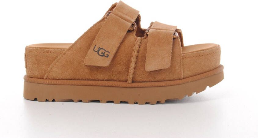 UGG Instappers Dames W Goldenstar Hi Slide Maat: 37 Materiaal: Suède Kleur: Cognac