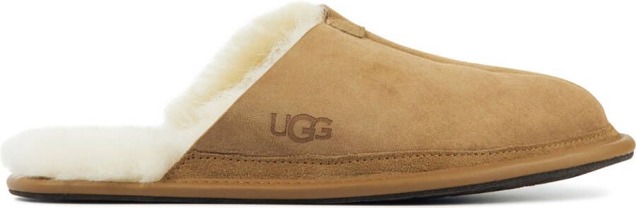 UGG Pantoffels Heren Sloffen Instappers Suède Harde zool Open hiel 1123660 Cognac