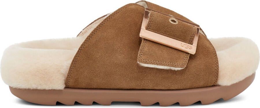 Ugg Outslide Buckle slipper van suède en schapenvacht