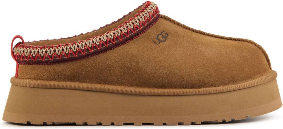 UGG Pantoffels Dames Sloffen Instappers Suède Harde zool Dichte hiel 1122553 Cognac