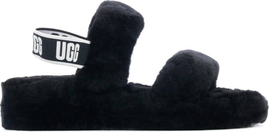 UGG Pantoffels Dames Sloffen Instappers Wol Harde zool Open hiel 1107953 Zwart