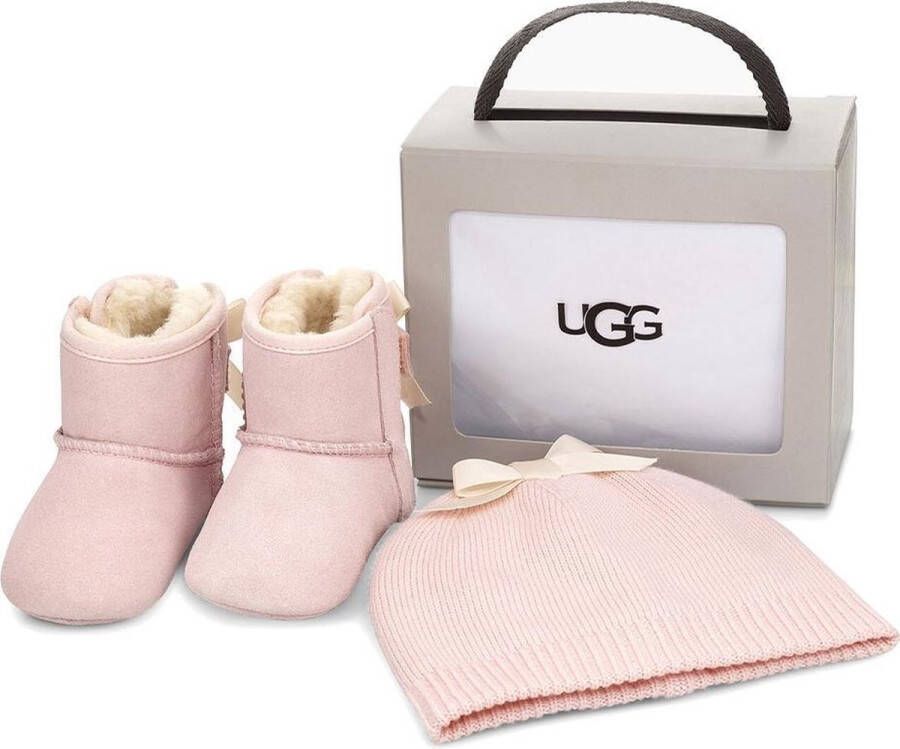 Ugg Jesse Bow ll babyschoentje van suède met muts in giftset