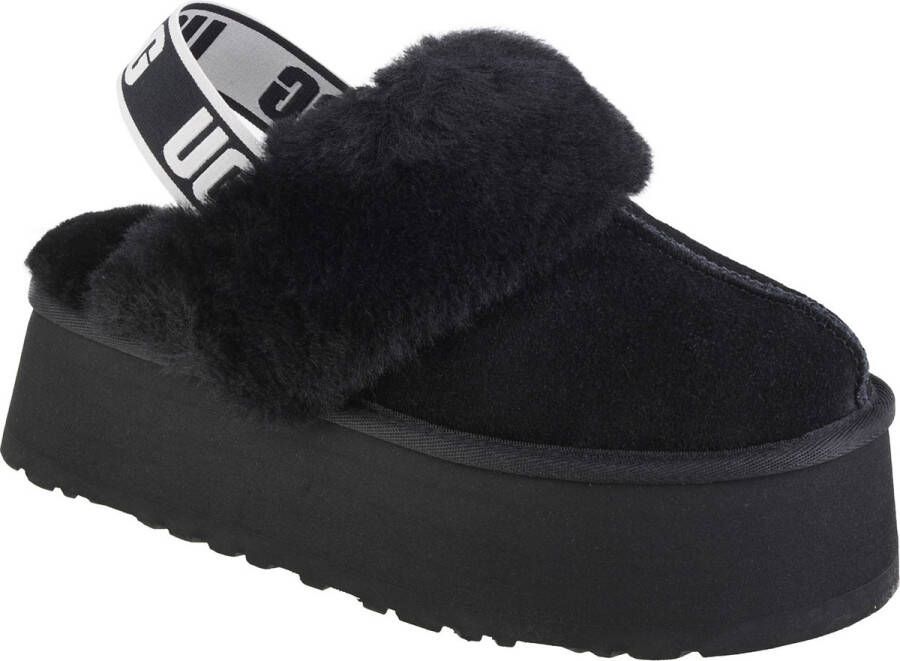 Ugg Zwarte suède en wollen slipper sandaal met 5 cm sleehak Zwart Dames