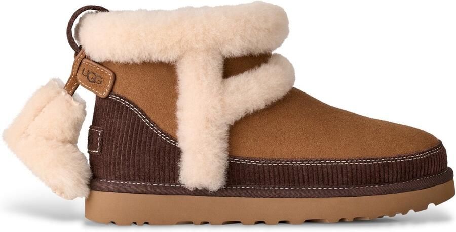 UGG Bruine Classic Mini Heritage leren enkellaarsjes