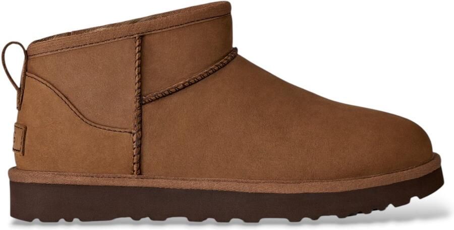 UGG Bruine Classic Ultra Mini Nubuck leren enkellaarsjes