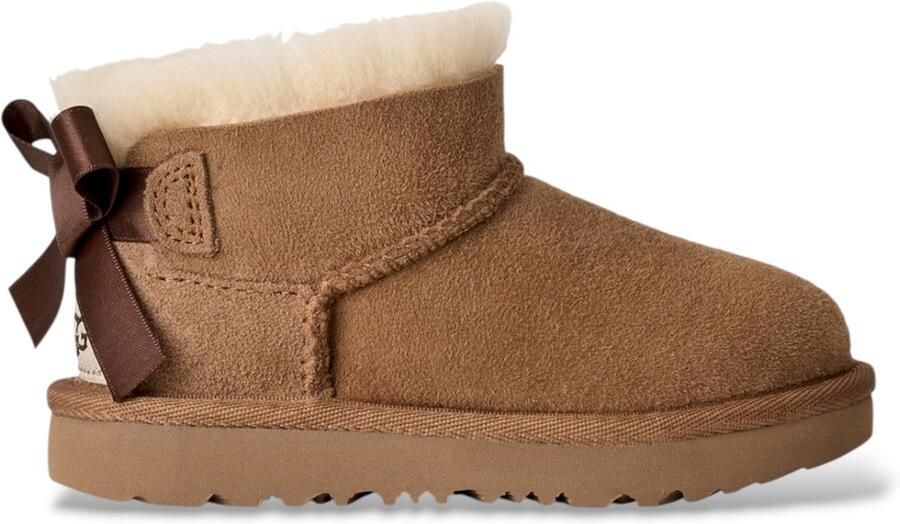 UGG Bruine Ultra Mini Bailey Bow laarsjes van leer