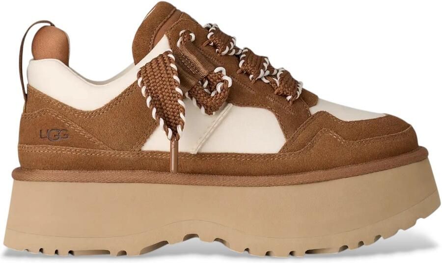 UGG dames veterschoen Astromel suède en textiel bruin beige
