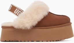 Ugg Schapenvacht Sandalen Laag Platform Biscuit Kleur Brown Dames