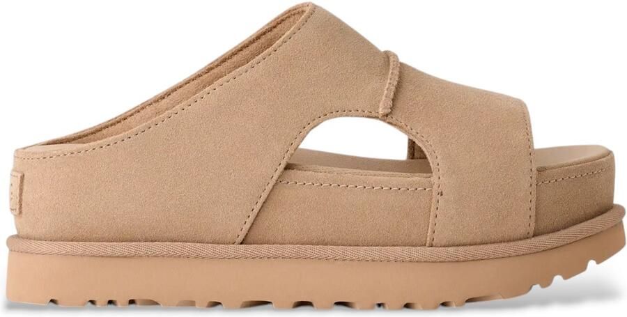 UGG Goldenstar Hi Cutout Slide beige leren sandalen