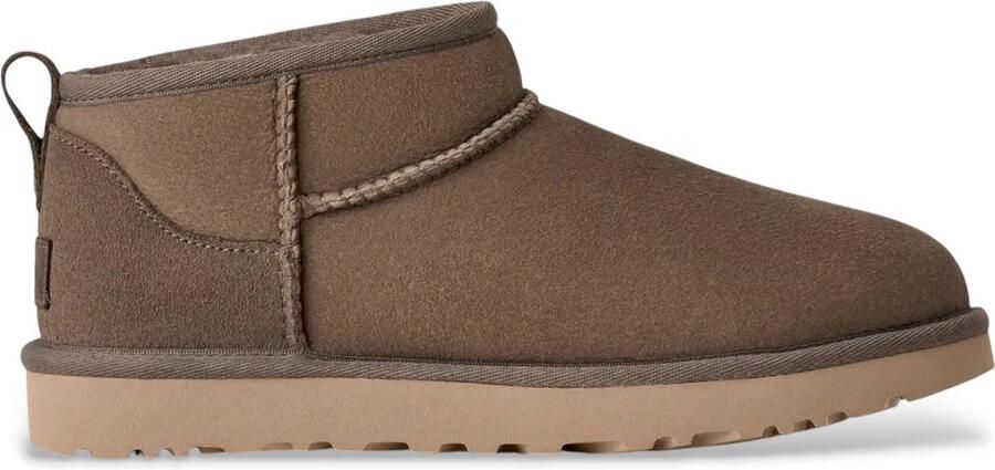 UGG Leren enkellaarsjes Classic Ultra Mini bruin groenachtig