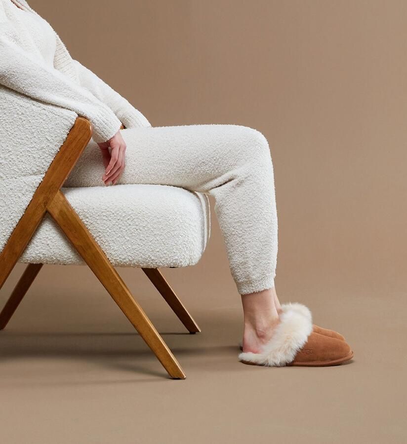 Ugg Bruine Suède Scuff Sis Pantoffel met Shearling Kraag Brown Dames - Foto 3