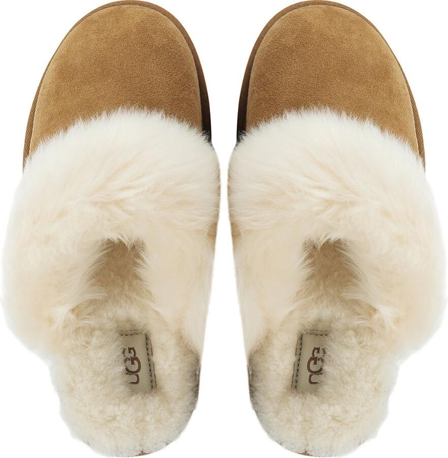 Ugg Bruine Suède Scuff Sis Pantoffel met Shearling Kraag Brown Dames - Foto 2