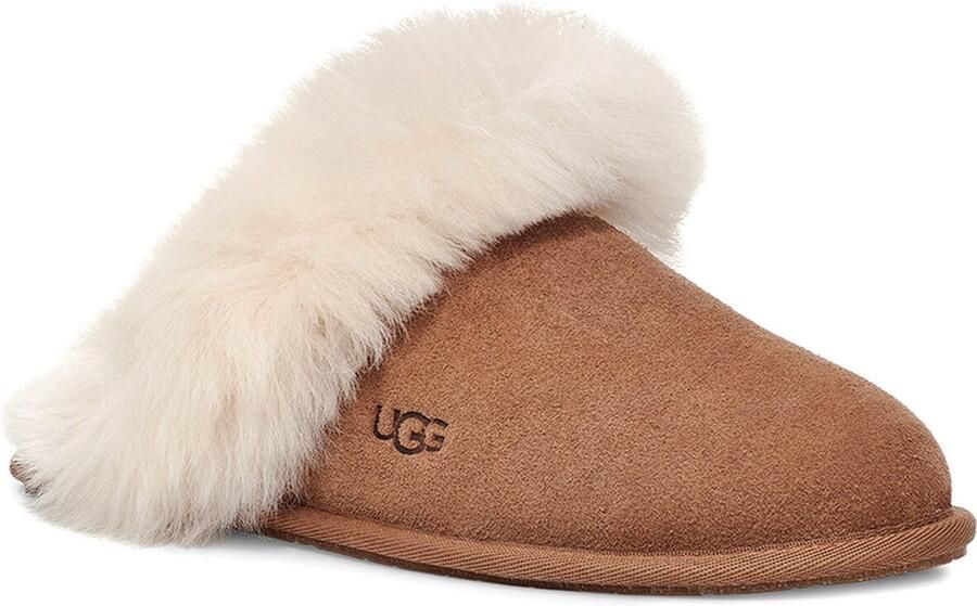 Ugg Bruine Suède Scuff Sis Pantoffel met Shearling Kraag Brown Dames - Foto 6