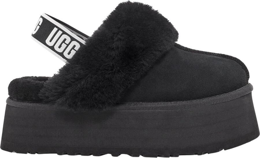 Ugg Zwarte suède en wollen slipper sandaal met 5 cm sleehak Zwart Dames