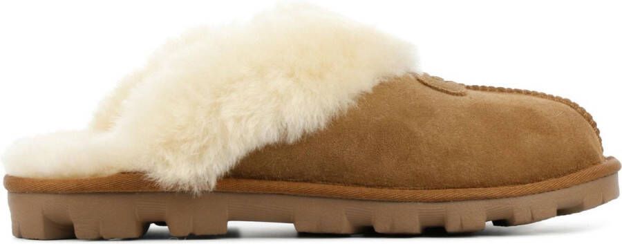 UGG Pantoffels Dames Sloffen Instappers Suède Harde zool Dichte hiel Coquette Cognac - Foto 2