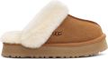 UGG Pantoffels Dames Sloffen Instappers Suède Harde zool Dichte hiel Disquette Cognac - Bruin