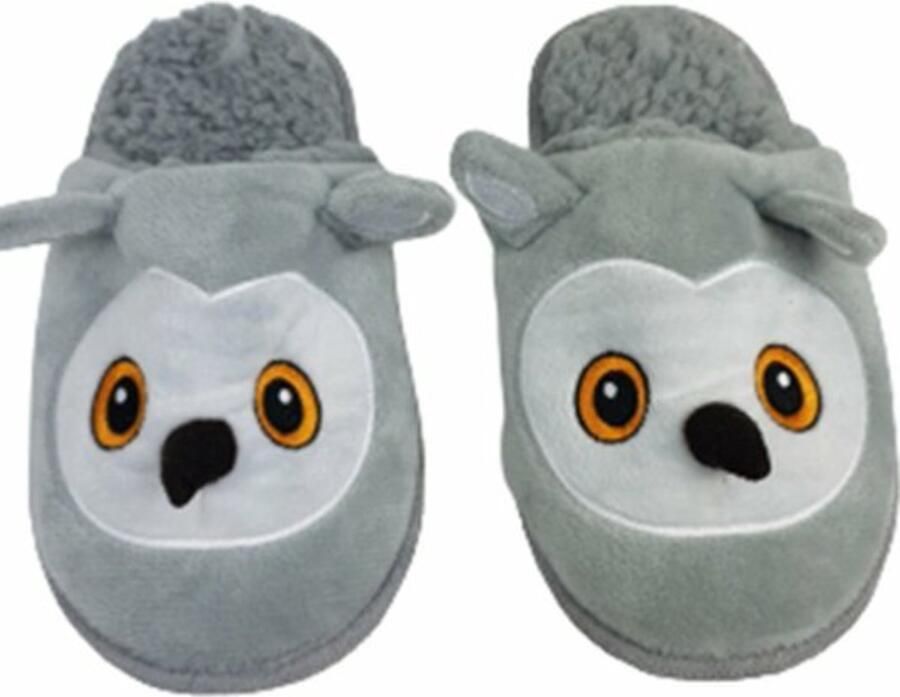 Uil Schattige pantoffels Grijs Wit Geel Polyester Kunststof Winter Sloffen