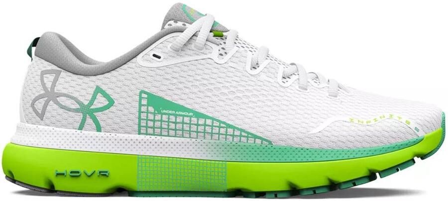 Under Armour Dames Wit en Groen HOVR Infinite 5 Sportschoenen