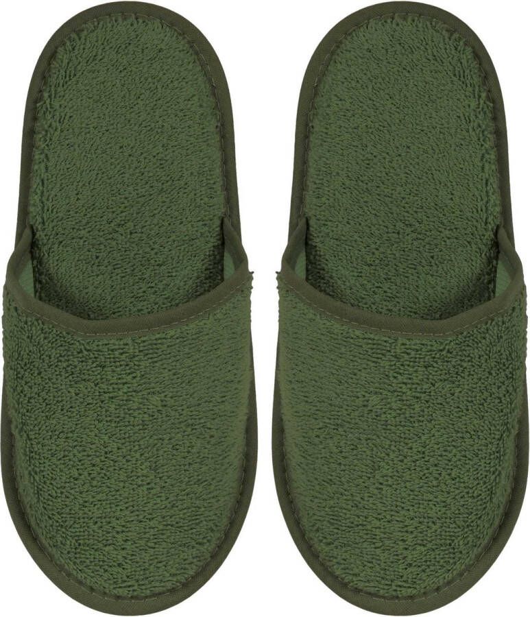 Uni pure royal Badslippers Badstof Uni Pure met Zool Kaki Groen 1 Paar
