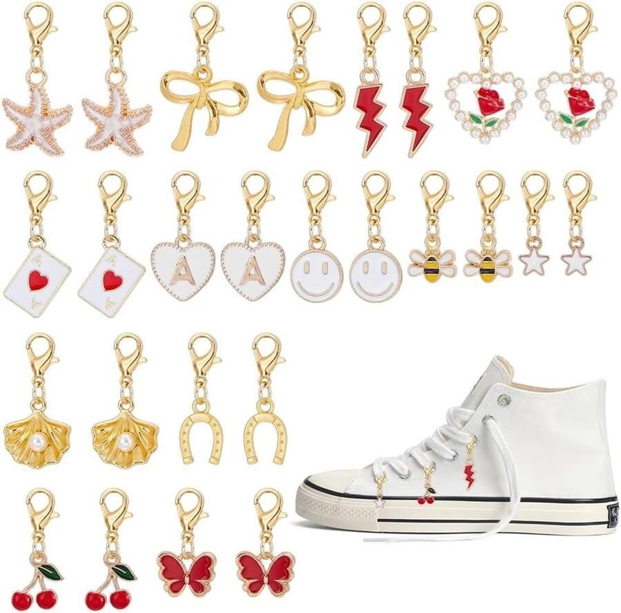 Allecto Schoenaccessoires Charms 26 Stuks Metaal Voor Sneakers Decoratie Geschikt voor Dames Stijlen