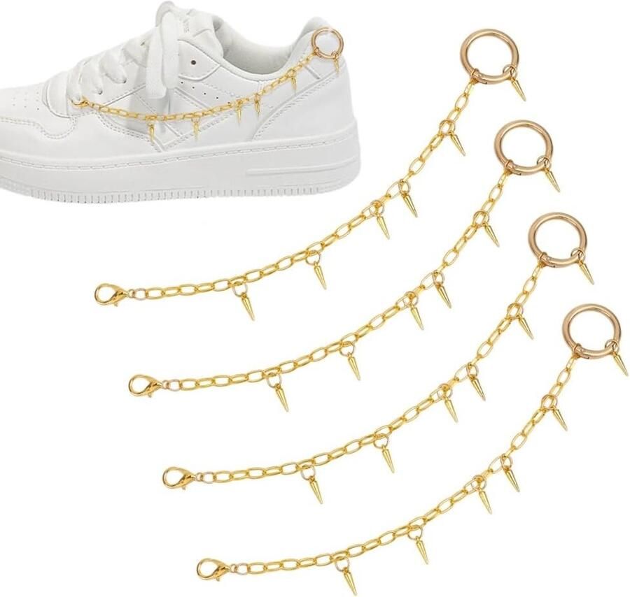UNICRAFTALE Allecto Schoenkettingen Punk Stijl Goudkleur Rivet Kegel Spike Vrouwelijke Schoen Decoratie DIY Sneakers Casual Schoenen Geschikt v