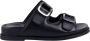 Unisa Cutler Double Buckle Slippers Zwart Dames - Thumbnail 4