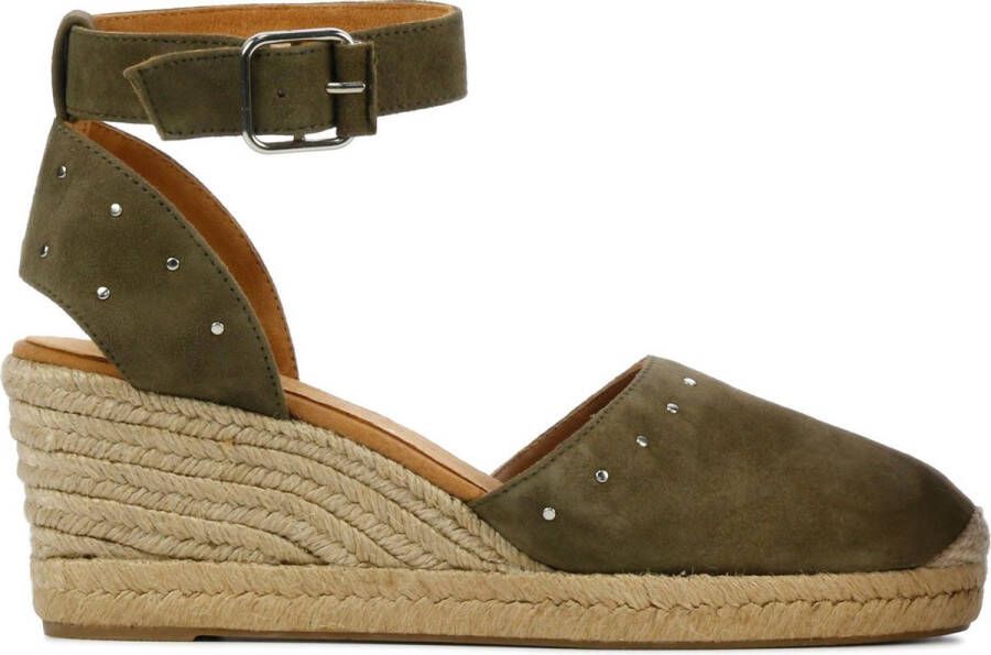 Unisa Espadrilles Dames Damesschoenen Suède Sleehak Hoogte 6 cm Cliver Groen