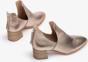 Unisa Mulere enkellaarsje van leer met metallic finish