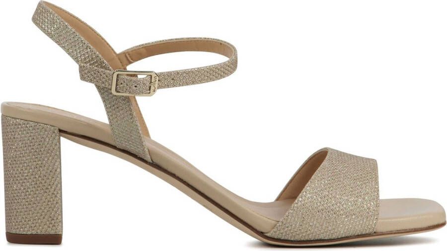 Unisa Sandalen Dames Damesschoenen Leer Glitter Blokhak hoogte Moraty Goud