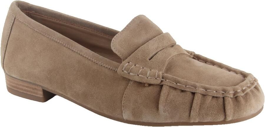 Unisa dames loafers met geplooide details beige suède - Foto 2