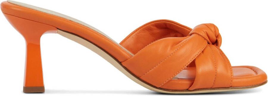 Unisa Slippers Dames Sandalen Instappers Damesschoenen Leer Blokhak Muir Oranje