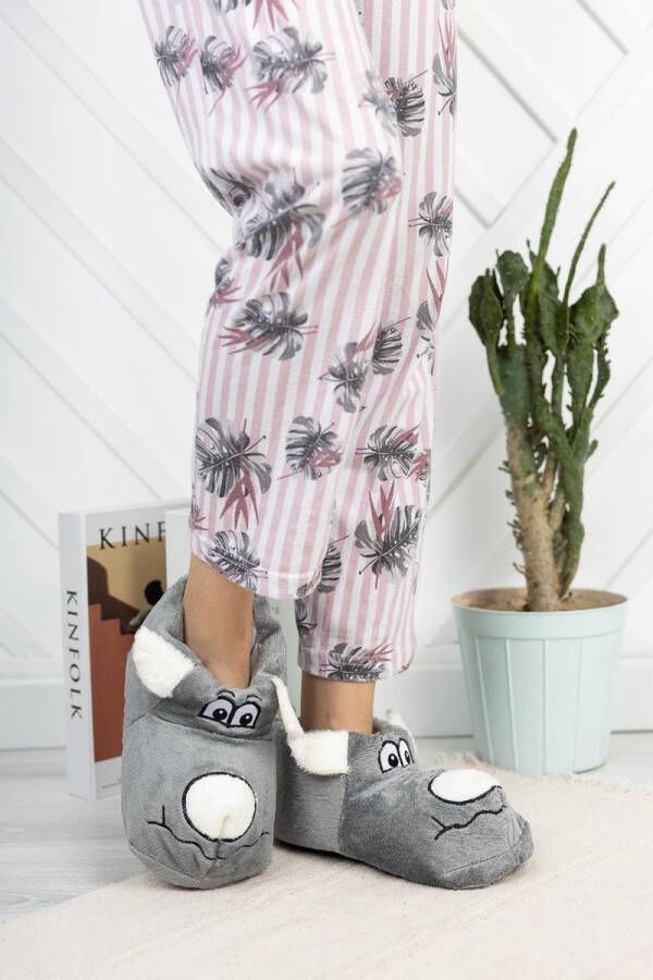 Unisex Animal Panduf Pluche Huisschoenen Huislaarzen Grijs