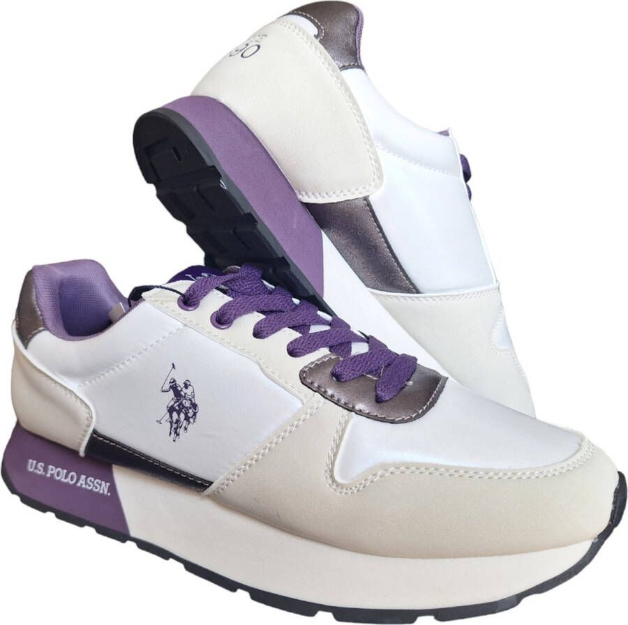 U.s. Polo Assn. Sportieve witte vetersneakers met logoprint Multicolor Dames - Foto 2