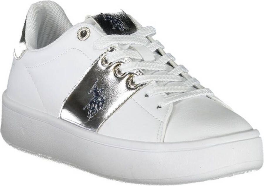 U.s. Polo Assn. Sportieve witte vetersneakers met logoprint White