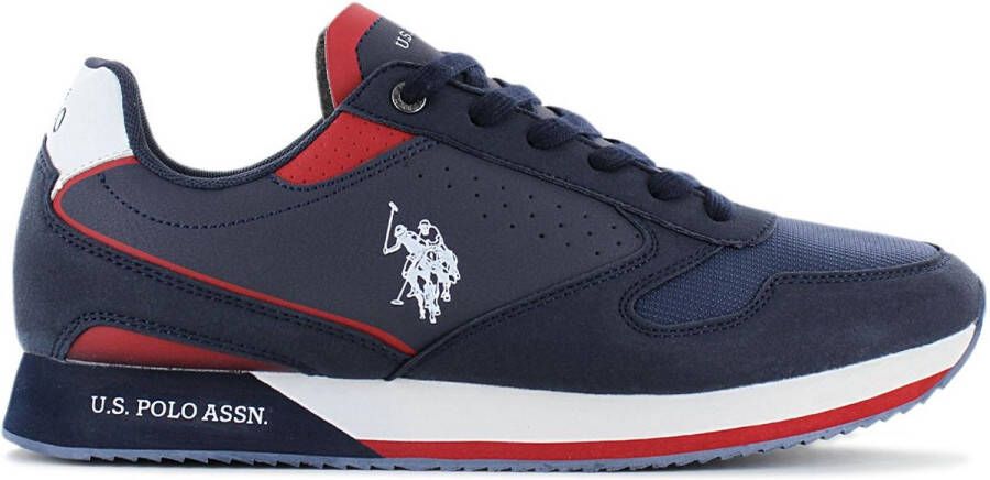 US Polo Assn U.S. POLO ASSN. Nobil Heren Sneakers Schoenen Blauw NOBIL003A-DBL-RED05