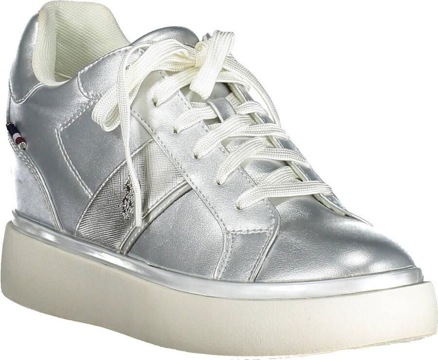 U.s. Polo Assn. Zilveren Lace-Up Sports Sneakers met Logo White Dames