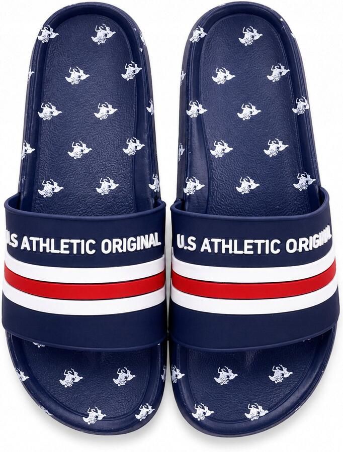 U.S. POLO ASSN. U.S. Athletic Heren Slippers Blauw USA Motief