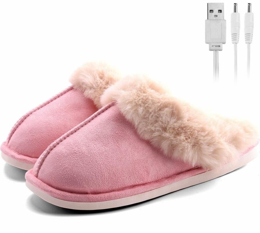 USB-verwarmde pantoffels Huisslippers Verwarmde zolen Comfortabel pluche Geschikt voor binnen en buiten & gebruik in de slaapkamer in de winter