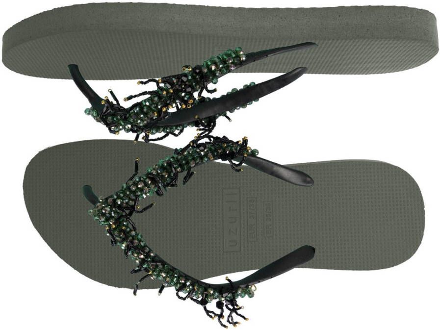 Uzurii Bahia Black dames slippers Army Green