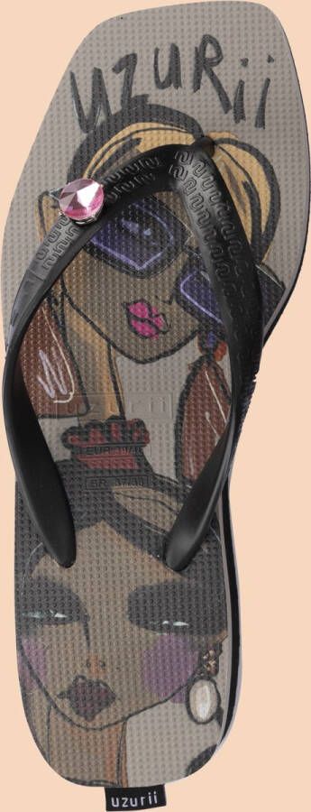 Uzurii Beach Printed Stella Mid Heel Taupe