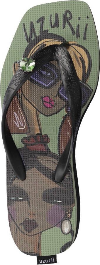 Uzurii Beach Printed Stella Mid Heel Groen