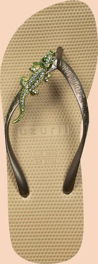 Uzurii Gold Crocodile Switch dames slipper met hoge hak Taupe