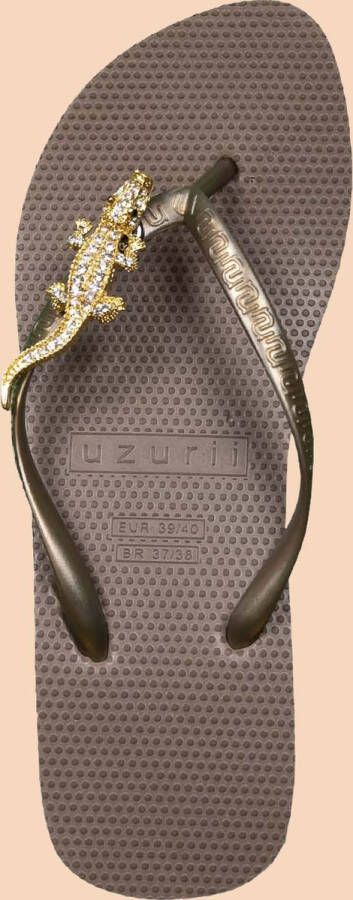 Uzurii Gold Crocodile Switch dames slipper met hoge hak Taupe