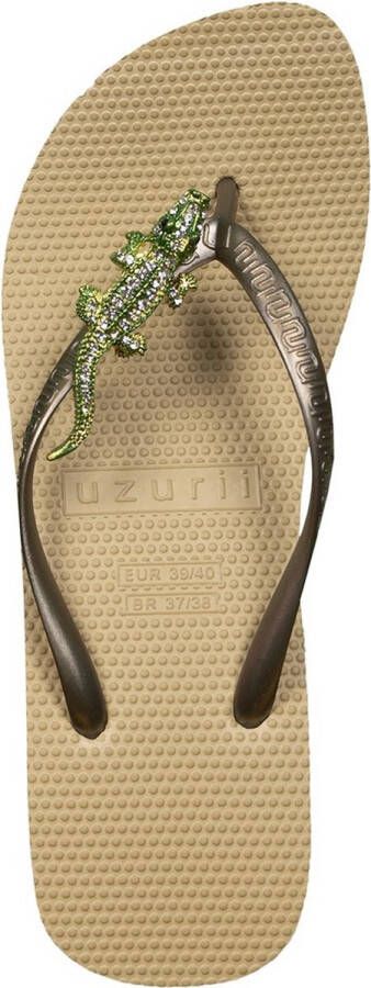 Uzurii Gold Crocodile Switch dames slipper met hoge hak Taupe